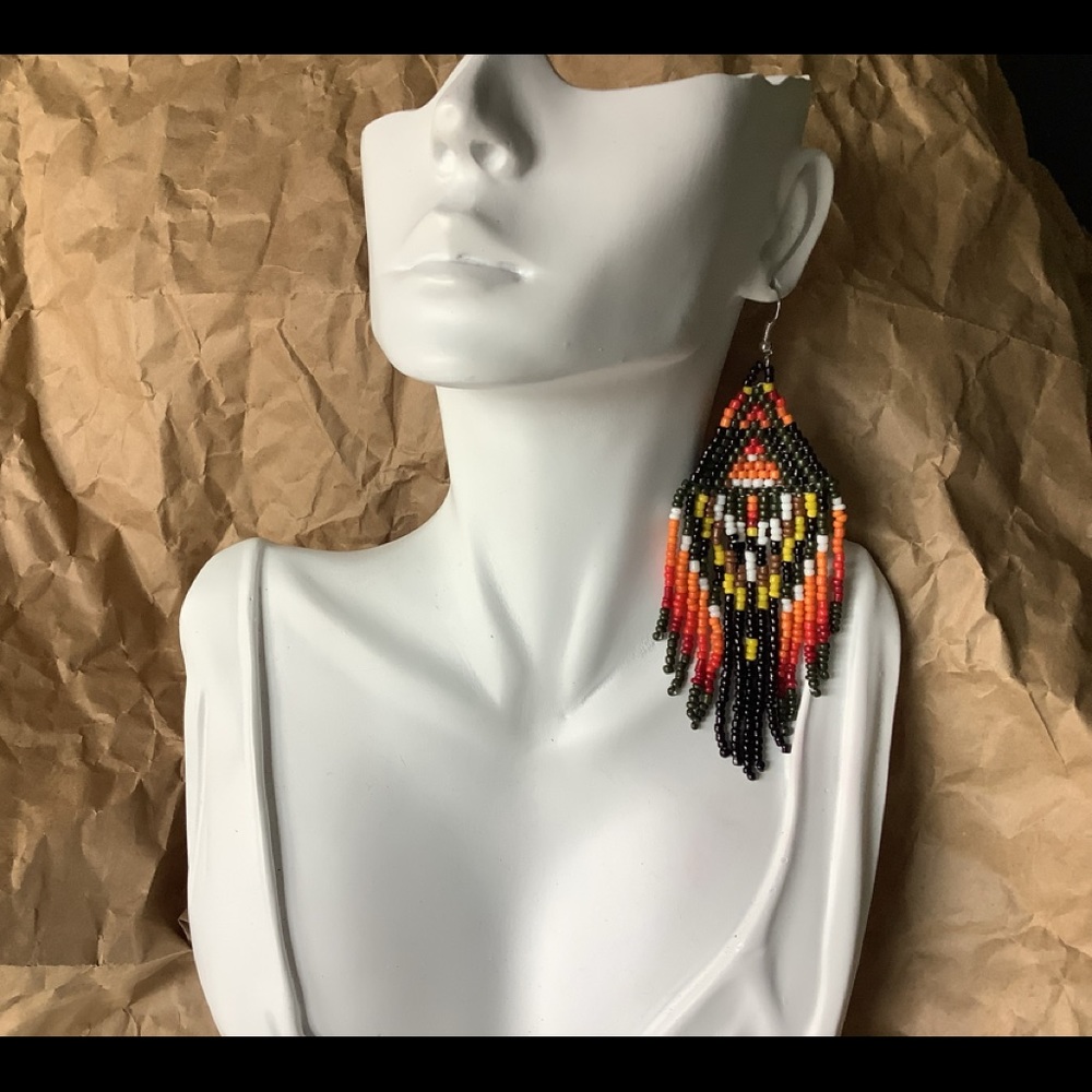 Native American Style Seed Bead Fish hook earrings